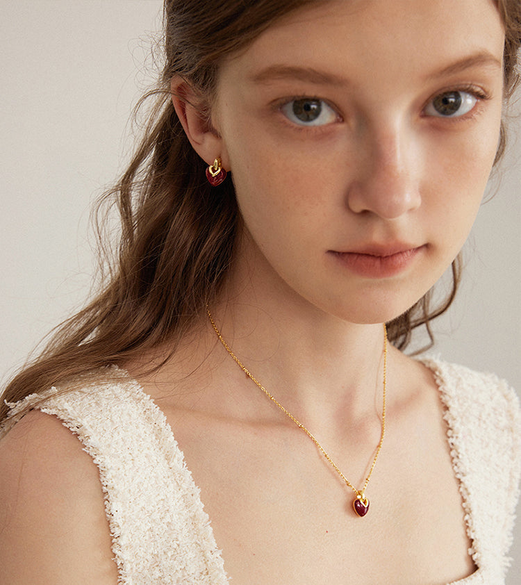 EVESENSE Original Confession Series Red Enamel Love Necklace Premium French Simple New Clavicle Chain