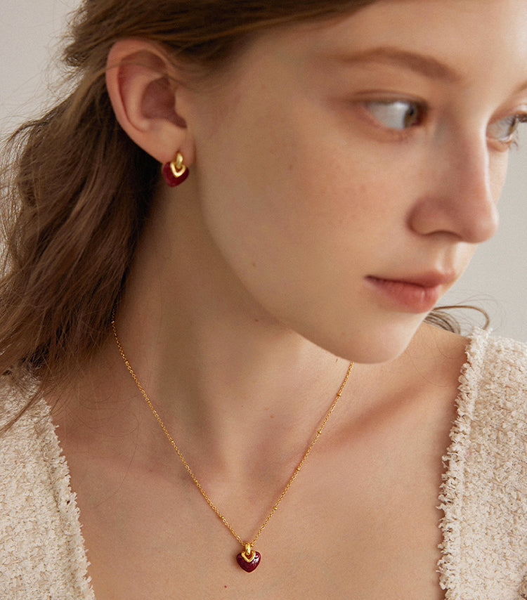 EVESENSE Original Confession Series Red Enamel Love Necklace Premium French Simple New Clavicle Chain