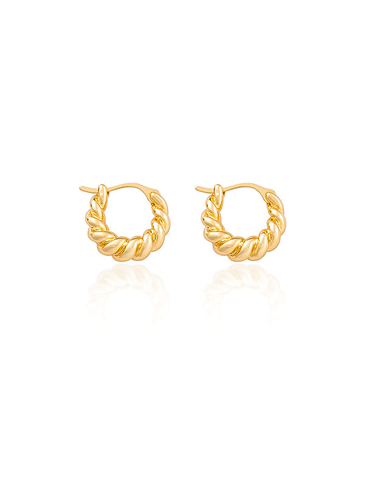 EVESENSE Caramel Croissant French Vintage Twist Earrings Niche Simple Gold European and American Light Luxury Earrings